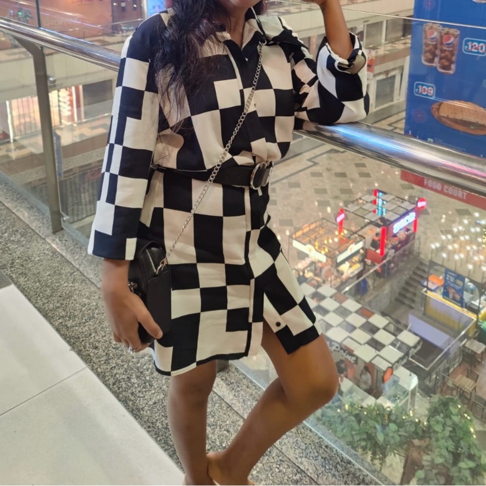 Mango checkered mini dress